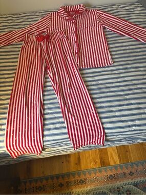 Sleep On It Red and White Striped Kids Pajama Set